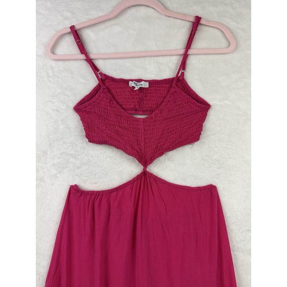 Edit By Nine Hot Pink Small Cut Out Maxi Dress Spaghetti Strap Womens - Picture 2 of 16